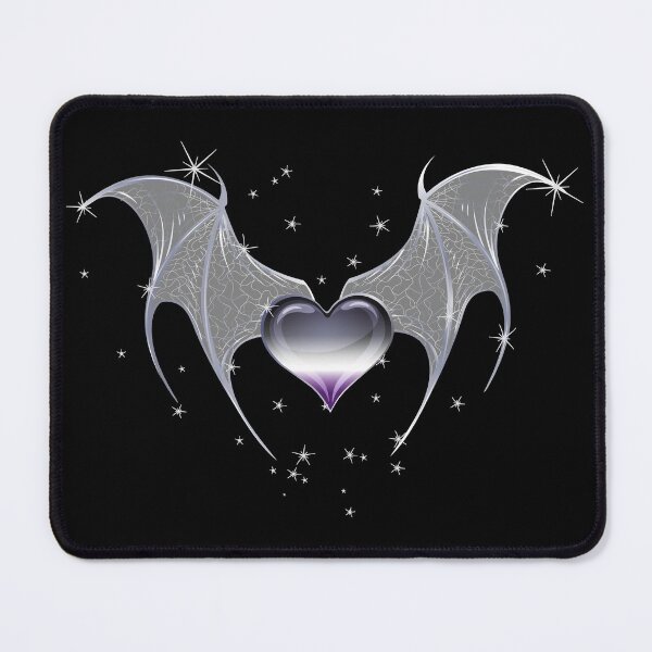 Item preview, Ace Pride Flag Heart with Gothic Bat Wings Asexual Goth designed and sold by Irene Koh.