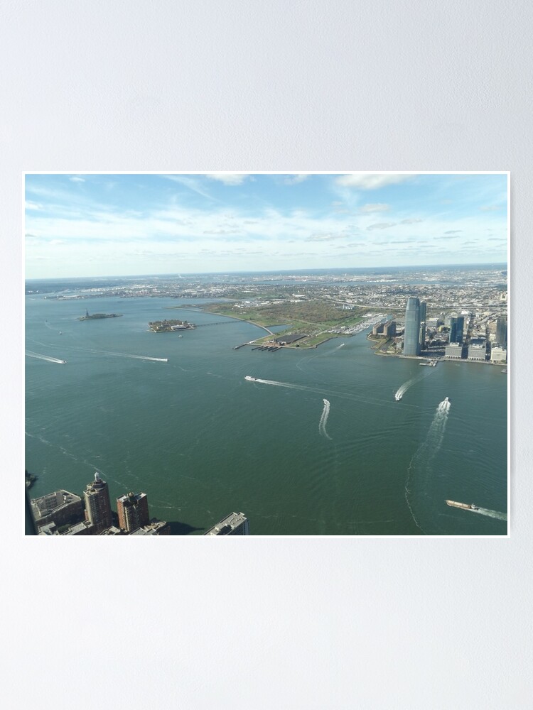 Aerial View Hudson River Liberty State Park Ellis Island Statue Of Liberty Jersey City New Jersey Poster By Lenspiro Redbubble