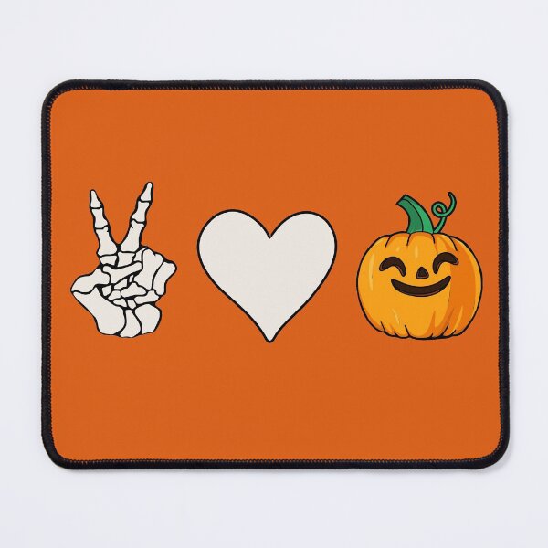 Item preview, Peace Love and Pumpkin Cute Fall Season Design Halloween Skelton Hand Heart Sing and Orange Pumpkins designed and sold by alenaz.