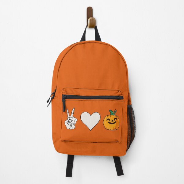 Item preview, Peace Love and Pumpkin Cute Fall Season Design Halloween Skelton Hand Heart Sing and Orange Pumpkins designed and sold by alenaz.