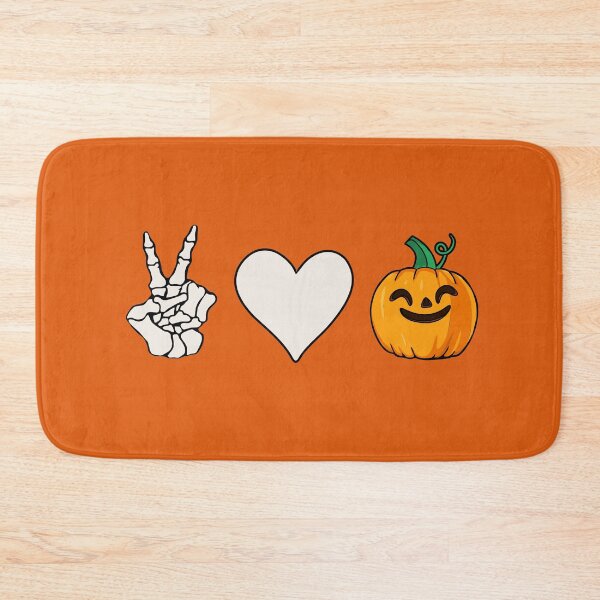 Item preview, Peace Love and Pumpkin Cute Fall Season Design Halloween Skelton Hand Heart Sing and Orange Pumpkins designed and sold by alenaz.