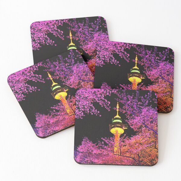 Item preview, N seoul tower- Night view ( cherry blossom) designed and sold by AnanyaMagotra.