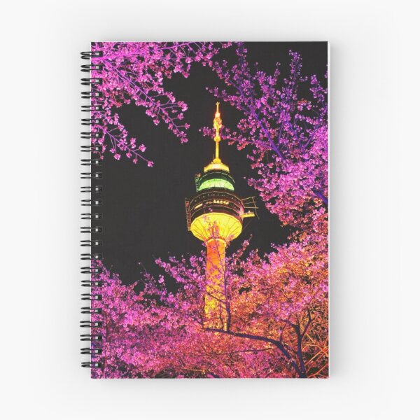 Item preview, N seoul tower- Night view ( cherry blossom) designed and sold by AnanyaMagotra.