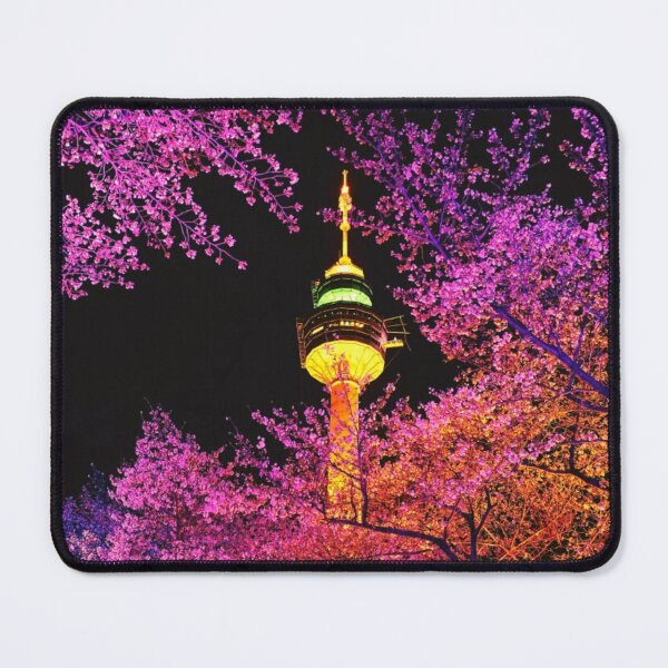 Item preview, N seoul tower- Night view ( cherry blossom) designed and sold by AnanyaMagotra.