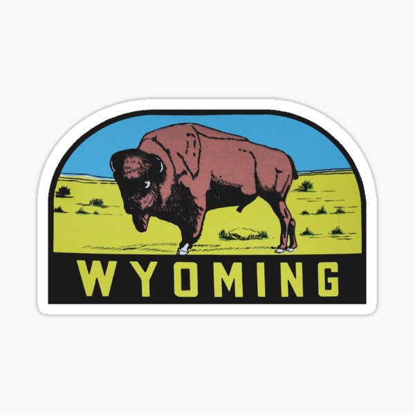 Item preview, Wyoming WY State Bison Buffalo Vintage Travel Decal designed and sold by hilda74.