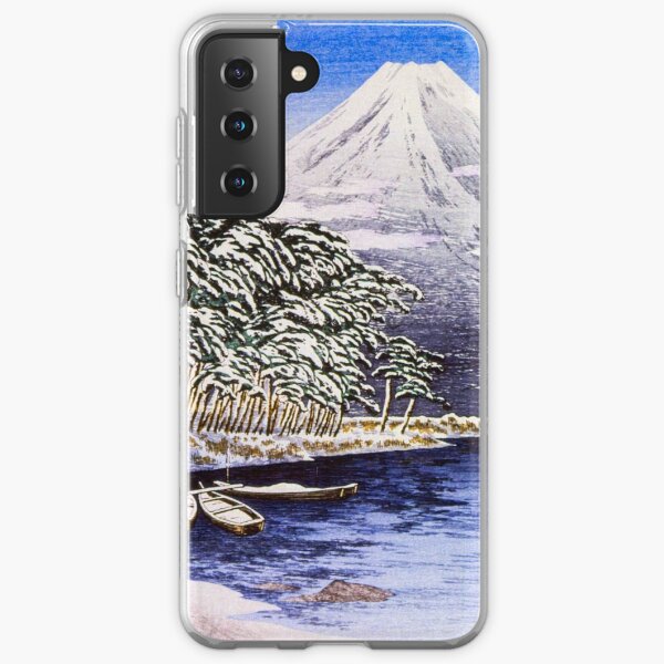 Snowcoverd Landscape at a calm Lake on the Foot on Mount Fuji Samsung Galaxy Soft Case