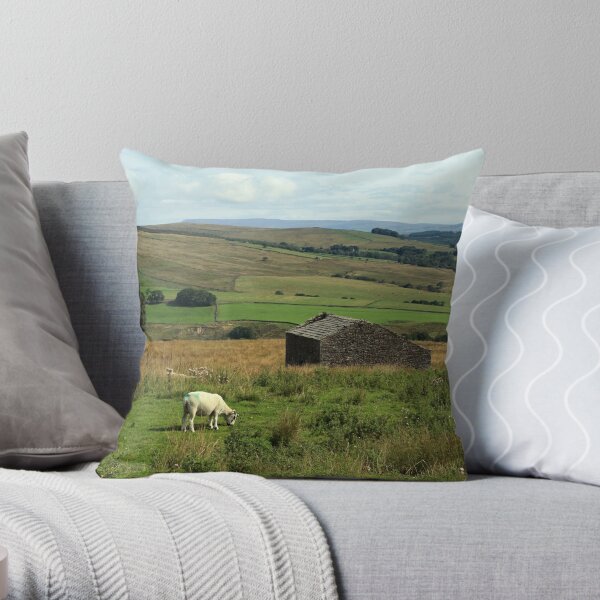 www.lizgarnett.com - Forest of Bowland sheep, Lancashire Throw Pillow