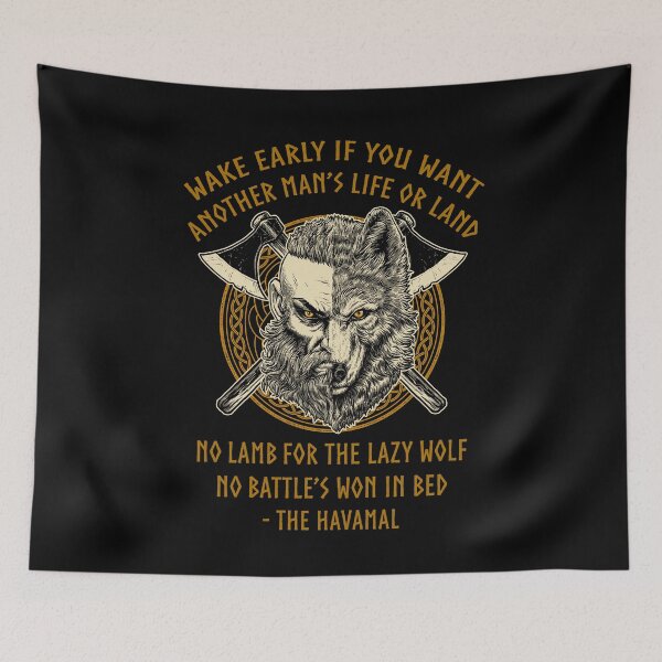 Item preview, Viking Wolf Motivational Havamal Quote Norse Pagan Mythology designed and sold by BluePagan.