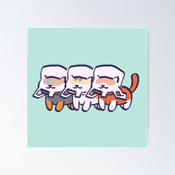 Item preview, I draw spooky, breezy and ginger plastic bag gang / neko atsume cats designed and sold by RansRoom.
