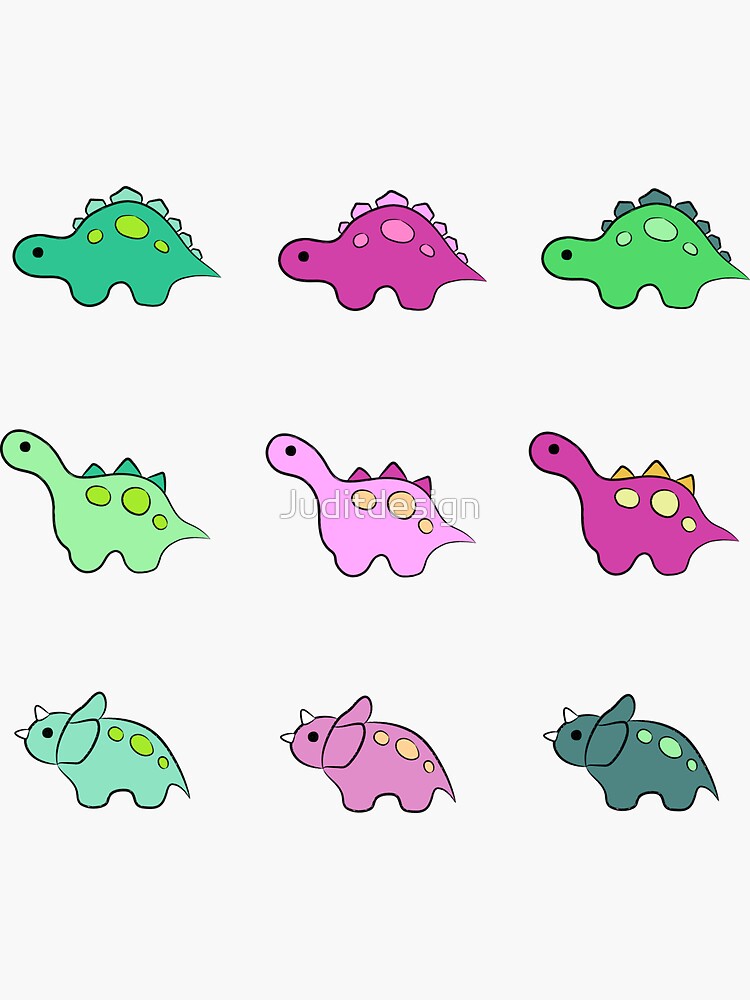 Cute Dino Stickers For Girls And Boys Sticker For Sale By Juditdesign