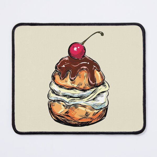 Item preview, Cream Puff Topped With Chocolate Glaze And Cherry designed and sold by Alicia Chee.