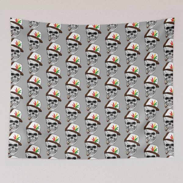 Item preview, Skull wearing hat rastaman designed and sold by Ruwans.