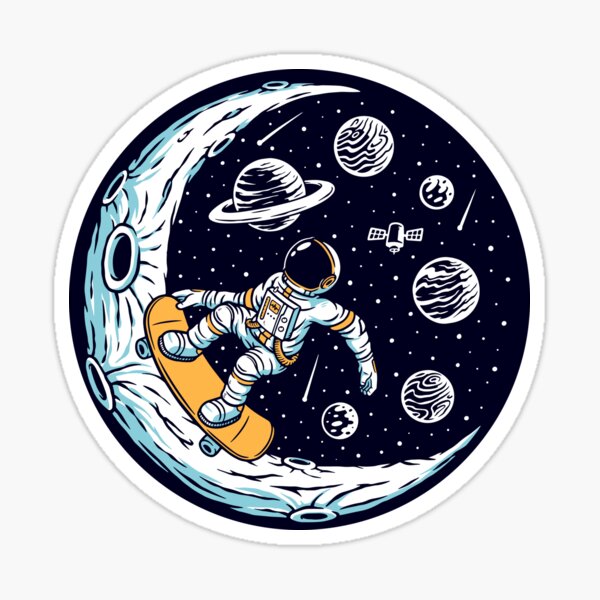Skater in the moon Sticker
