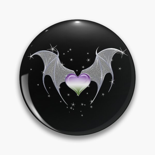 Item preview, Genderqueer Pride Flag Heart with Gothic Bat Wings Gender Queer Goth designed and sold by Irene Koh.