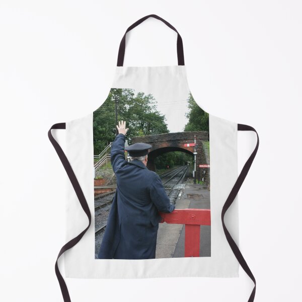 Item preview, Station master waving to an arriving train, Bishops Lydeard station, UK designed and sold by photoslot.