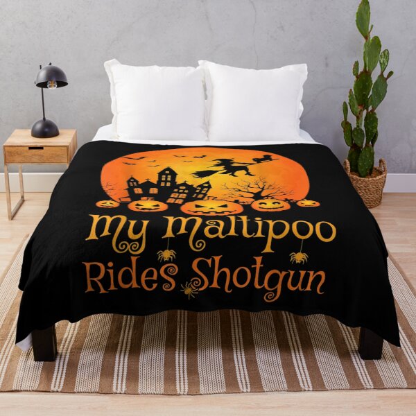 Item preview, Maltipoo Rides Shotgun Pumpkin Witch Halloween designed and sold by dominique235.