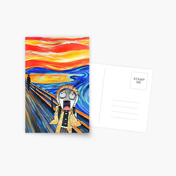 Kimetsu no Yaiba Zenitsu Edvard Munch Carte postale
