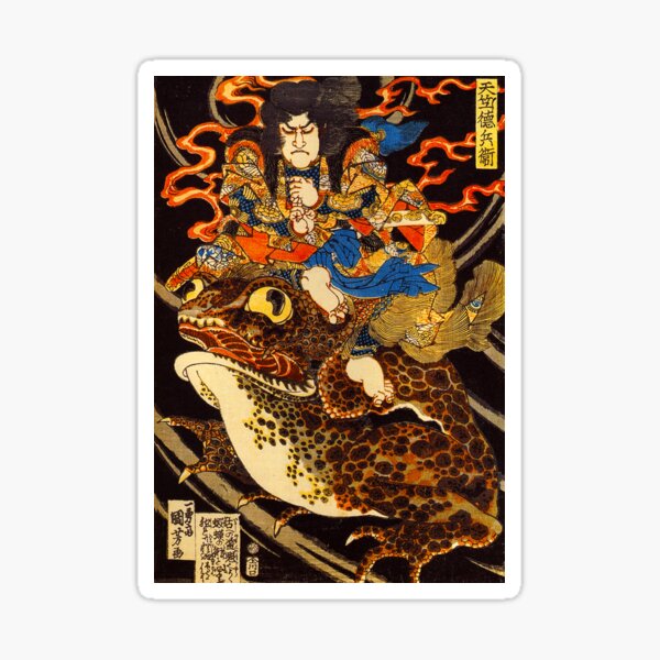 Item preview, Samurai Riding Toad Hokusai Japanese Woodblock Art designed and sold by iconikit.