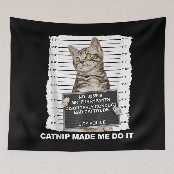 Item preview, Catnip Made Me Do It Tee Funny Cat Mugshot Kitten Cattitude Tank Top designed and sold by GodivaShop.
