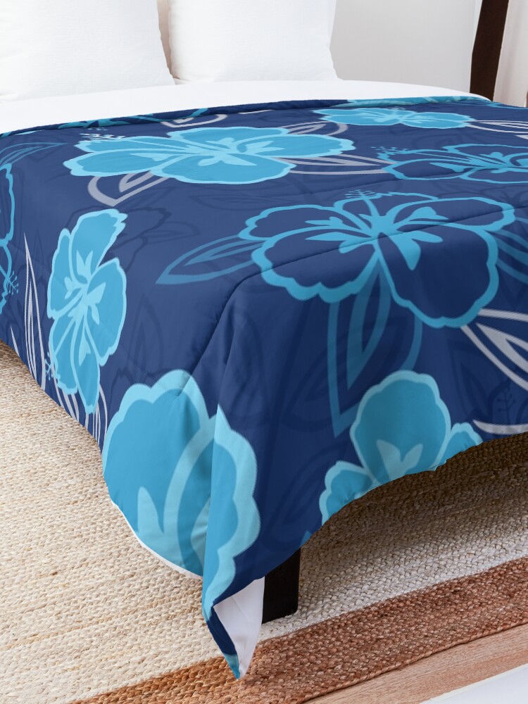 Alternate view of Blue Hawaiian Hibiscus Pattern Comforter