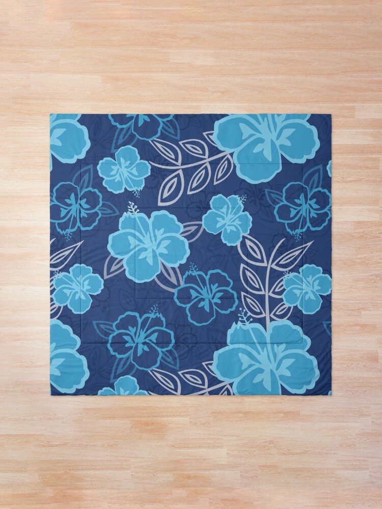 Alternate view of Blue Hawaiian Hibiscus Pattern Comforter