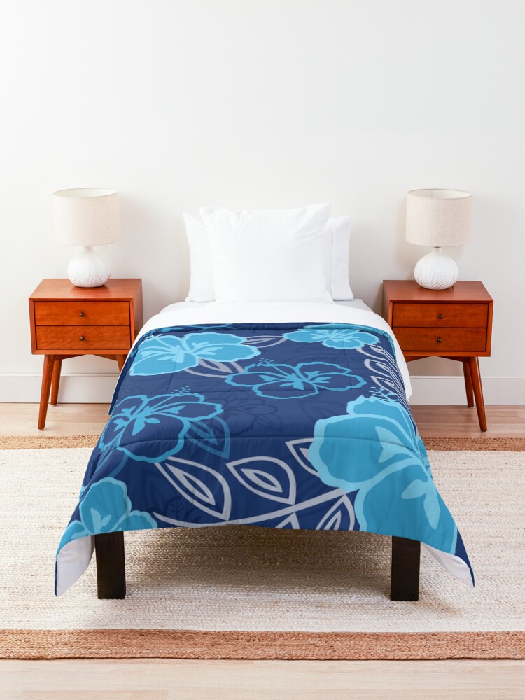 Alternate view of Blue Hawaiian Hibiscus Pattern Comforter