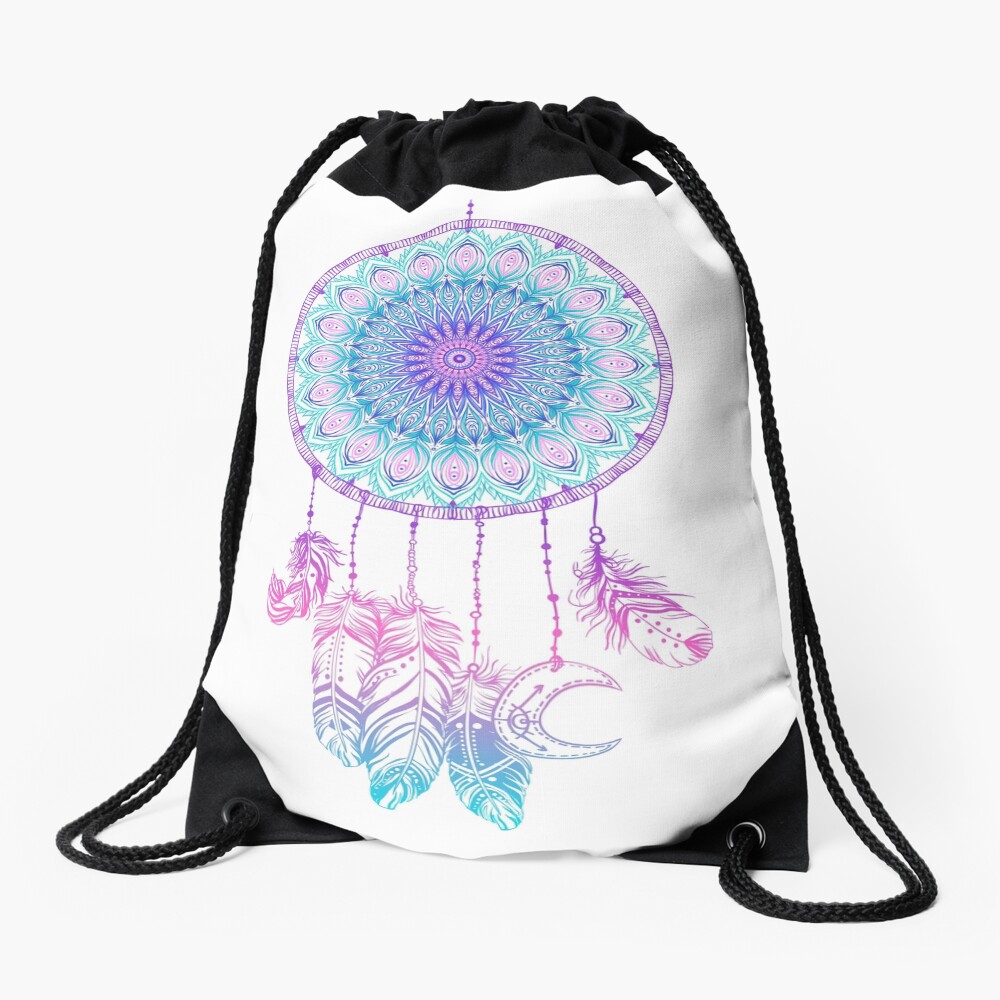 Mandala in dreamcatcher Drawstring Bag