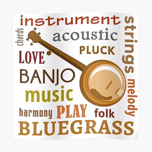 "Banjo Words" Poster for Sale by evisionarts Redbubble
