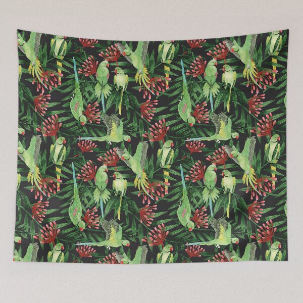 Item preview, Tropical Watercolour Ring-neck Parrots designed and sold by By Kelly Attenborough.