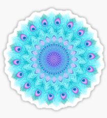 Pfau versieht Mandala mit Federn Sticker