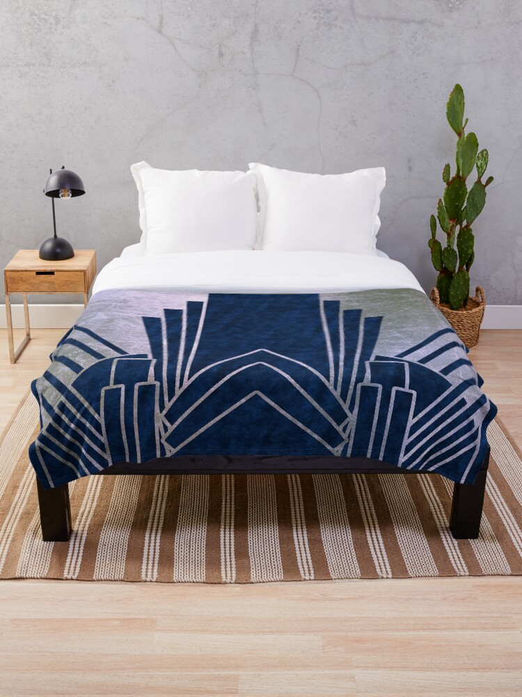 Art Deco glamour navy and silver Throw Blanket for Sale by RoseAesthetic Redbubble