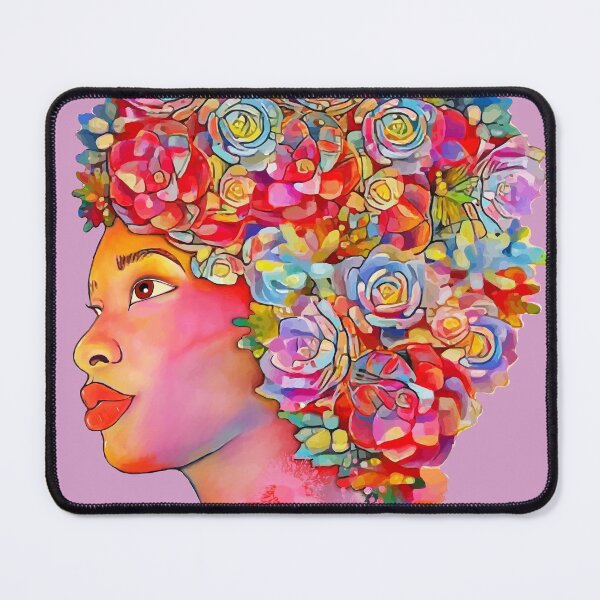 Item preview, Black girl, style for black hair, African American, femminist, black flower designed and sold by Collagedream.
