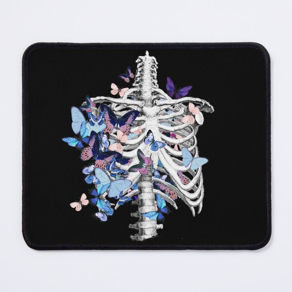 Item preview, rib cage and blue butterflies, ribcage, human skeleton art designed and sold by Collagedream.