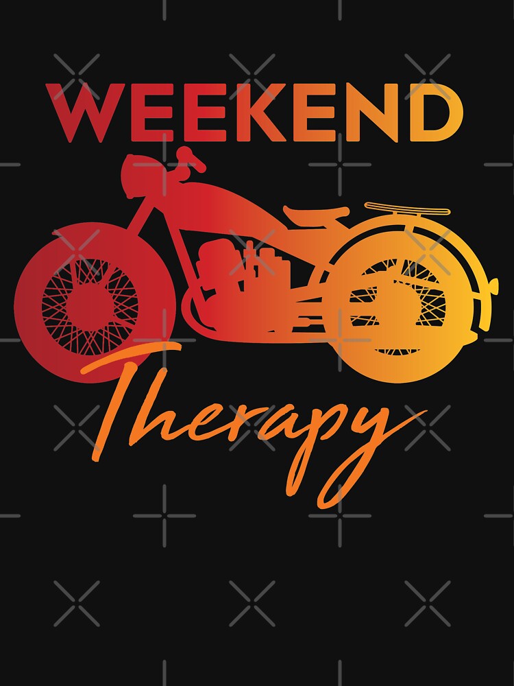 Weekend Therapy with vintage motorcycle and red/orange gradient by SouthernOutings
