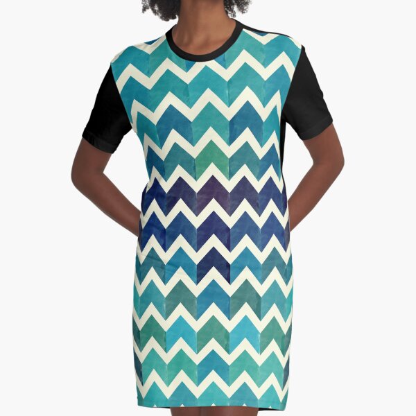 Watercolor Chevron Pattern IV Graphic T-Shirt Dress