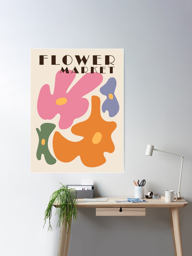 Flower market print, Colorful retro print, Indie decor, Cottagecore, Fun  art, Posters aesthetic, Abstract flowers Poster by Kristinity Art