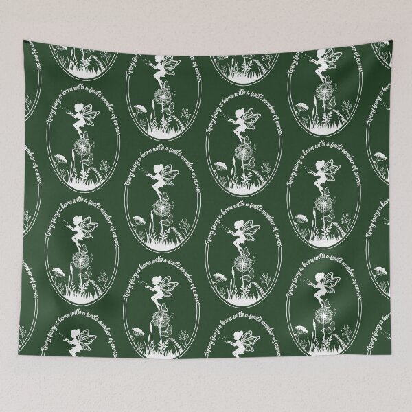 Item preview, Every fairy is born with a finite number of curses - white text and dark green- fairy core, cottage core - halloween designed and sold by hasbeenz.