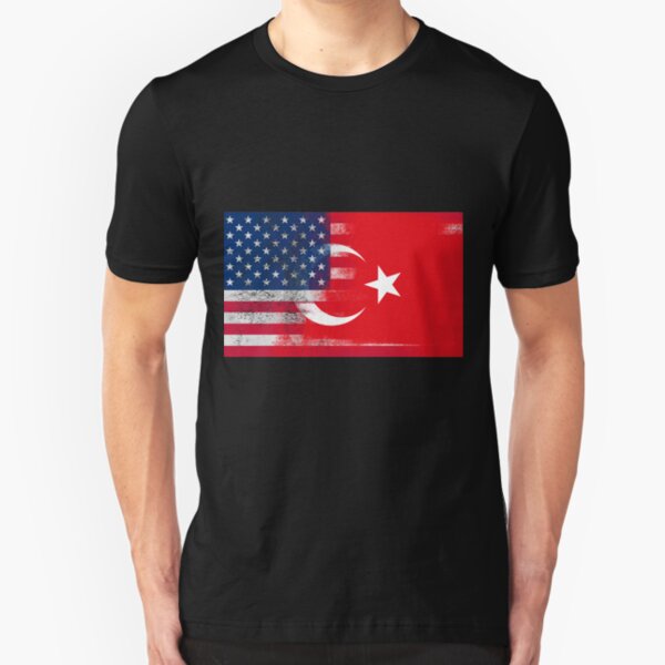 Half Turkey Flag Half USA Flag Love Heart Womens Basic Tank Tops Sleeveless Graphic Print Shirt Tee