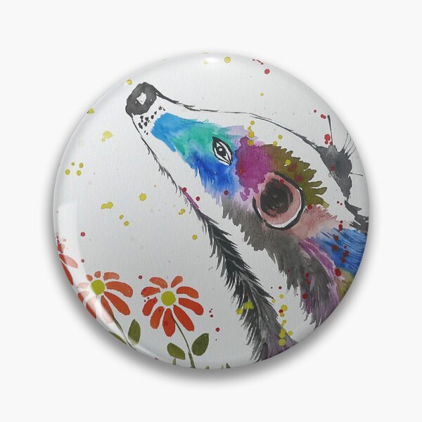 Item preview, Colourful Badger and a Bee among Flowers designed and sold by Casimirasart.