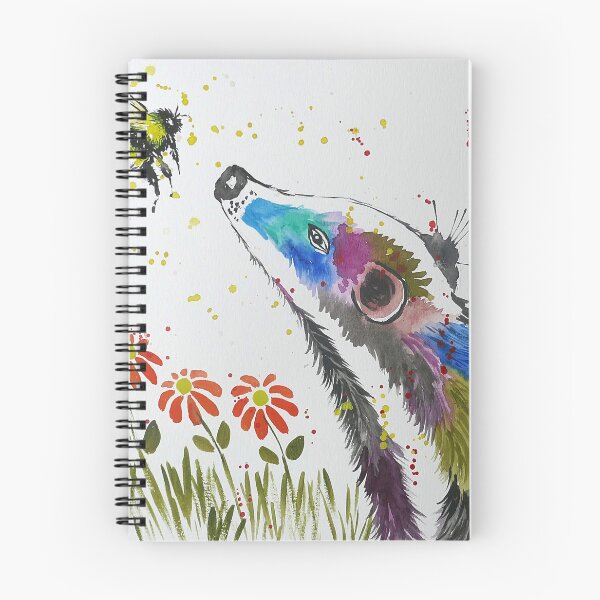 Item preview, Colourful Badger and a Bee among Flowers designed and sold by Casimirasart.