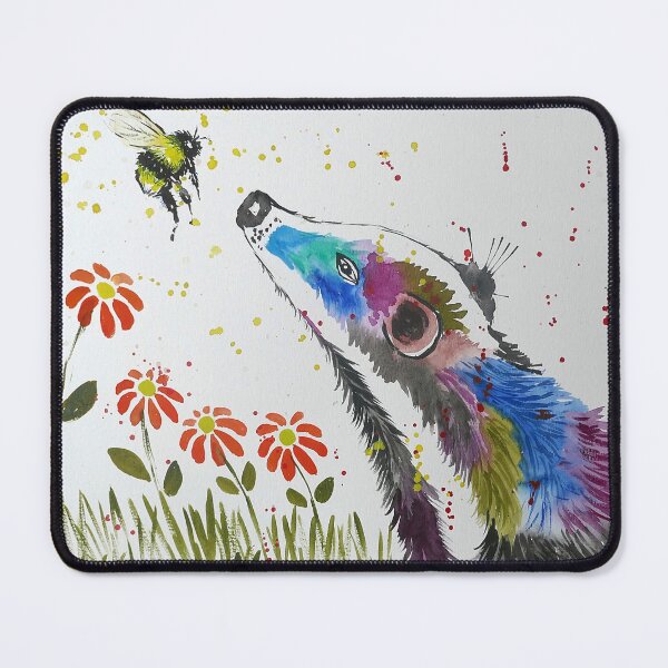 Item preview, Colourful Badger and a Bee among Flowers designed and sold by Casimirasart.