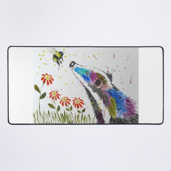 Item preview, Colourful Badger and a Bee among Flowers designed and sold by Casimirasart.