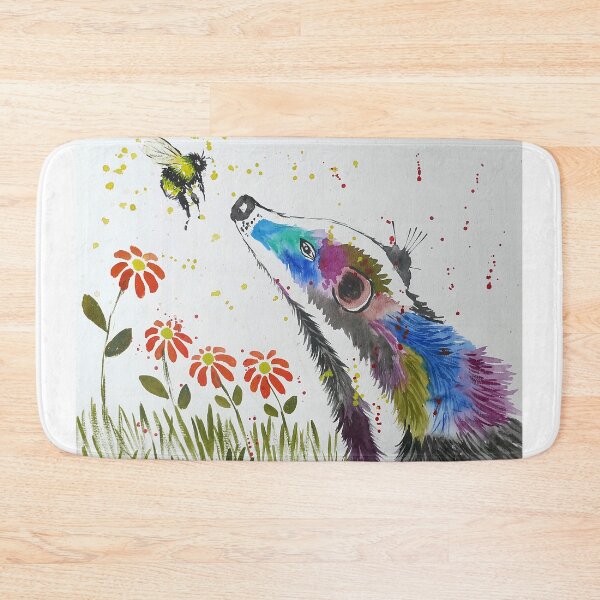 Item preview, Colourful Badger and a Bee among Flowers designed and sold by Casimirasart.