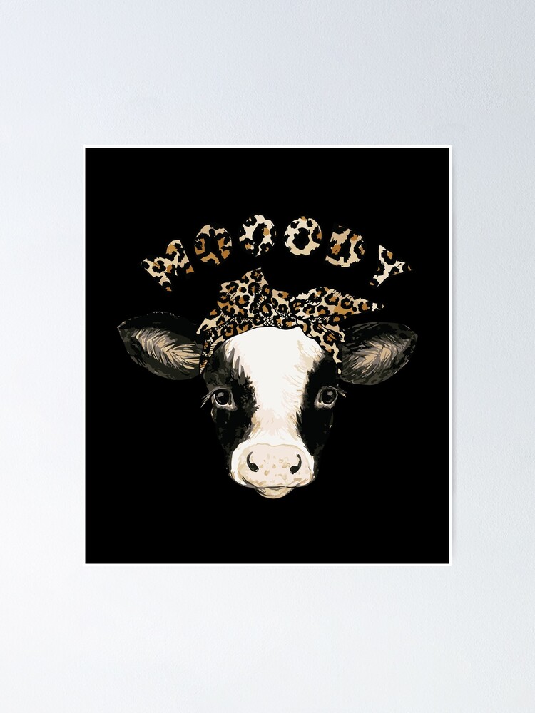 Leopard Print Moody Bandana Baby Cow Poster for Sale by errettt