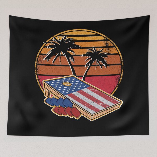 Item preview, Retro Vintage Sunset Cornhole Board American Flag Corn Hole designed and sold by Stronzi.