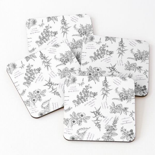 Item preview, Modern herbalist botanical illustration pattern designed and sold by RedFinchDesigns.