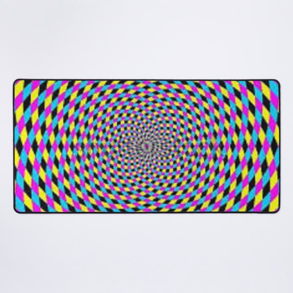 Colorful vortex spiral - hypnotic CMYK background, optical illusion Desk Mat