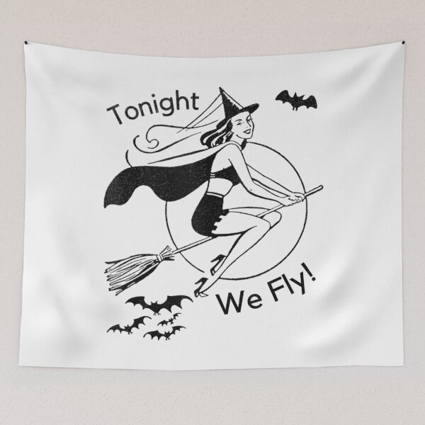 Item preview, Retro Sexy Witchy Woman Tonight-We-Fly Broomstick Vintage Tank Top designed and sold by GarrickShop.