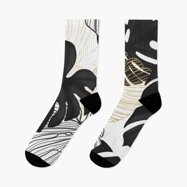 Item preview, Monstera black leaves gold line art botanical designed and sold by Gurshnet68.