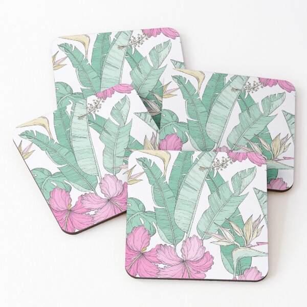Item preview, Seamless pattern with leaves and hibiscus flowers designed and sold by Gurshnet68.
